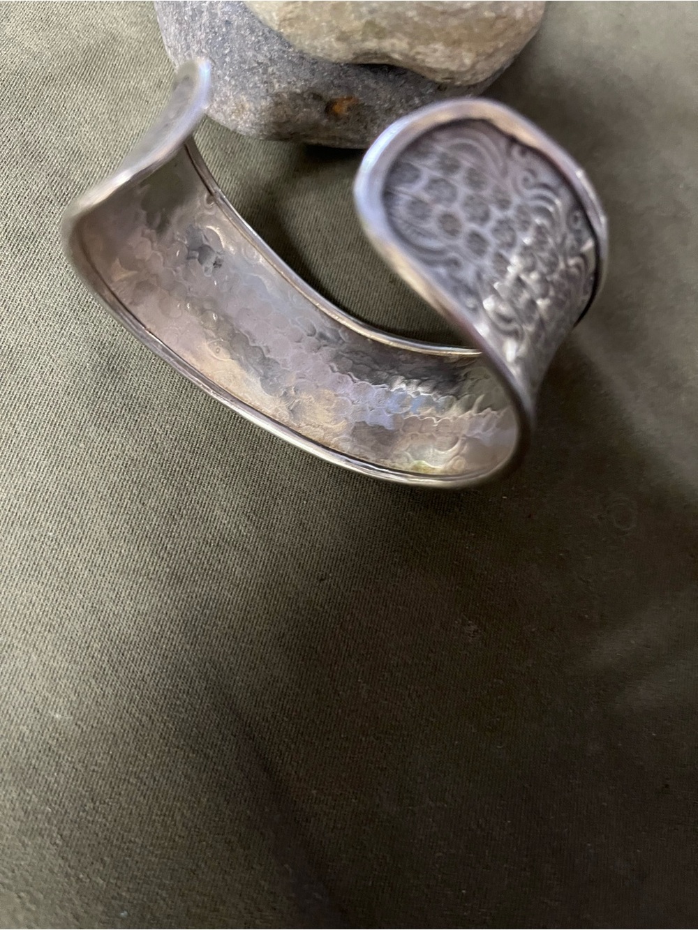 Sundance solid Sterling silver cuff bracelet with hand stamped design. - Picture 6 of 10